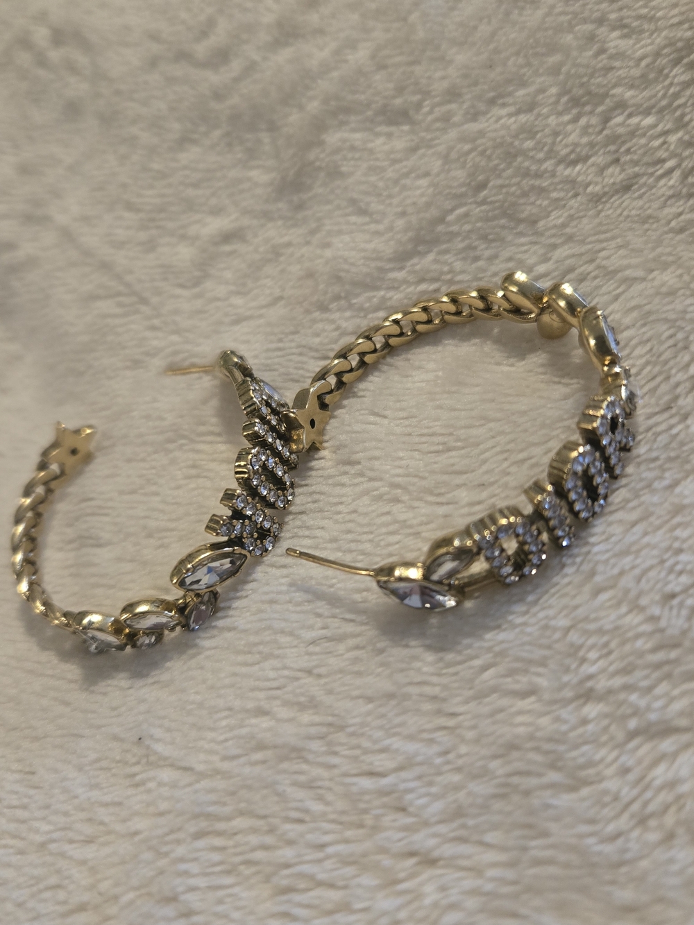 Dior Vintage 925  Crystal-Embellished Hoop Earrings - Women Jewelry - Picture 11 of 12